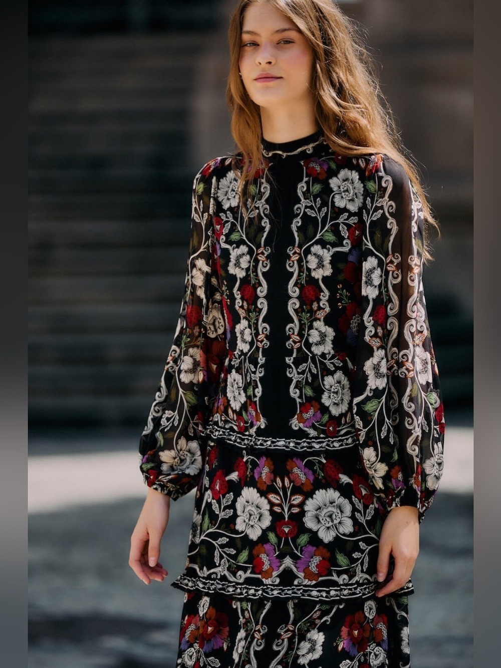 Farm Rio: Black Rococo Flowers Ruffled Maxi
Dress - Picture 5 of 12